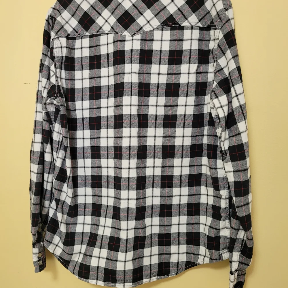 Aeropostale Black and White Cotton Flannel long sleeve shirt‎ size Med - Picture 5 of 7